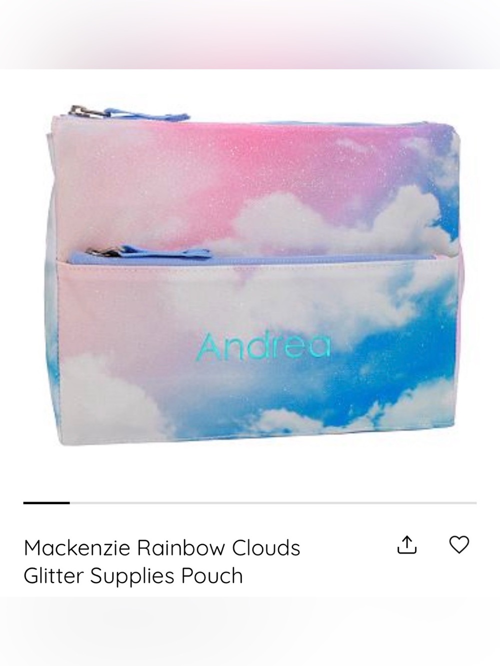 Personalized Pastel Cloud Cosmetic Pouch in Pink & Blue